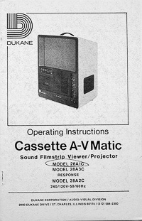 Dukane Cassette A-V Matic Sound Filmstrip Projector Owners Manual
