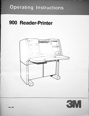 3M 900 Microfiche Reader - Printer Owners Manual