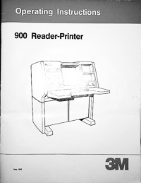 3M 900 Microfiche Reader - Printer Owners Manual
