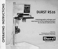Durst RS35 Photo Enlarger Owners Manual