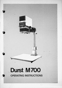 Durst M700 Photo Enlarger Owners Manual