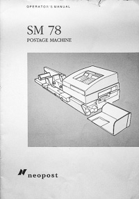 Neopost SM 78 Postage Machine Owners Manual