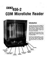 NCR 456-2 COM Microfiche Reader Owners Manual