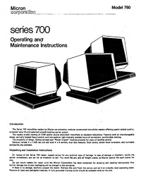 Micron Series 700 Microfiche Reader Operating amd Maintenance Instructions