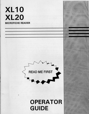 Microimage Display XL10, XL20 Microfiche Reader Operator Guide