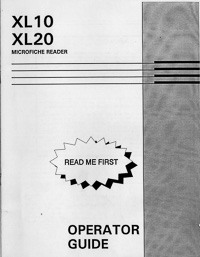 Microimage Display XL10, XL20 Microfiche Reader Operator Guide