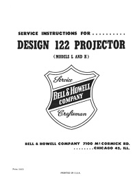 8mm Bell & Howell Projector Models 122-L and 122-K Service and Parts Manual