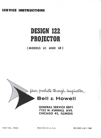 8mm Bell & Howell Projector Models 122-LC and 122-LR Service and Parts Manual