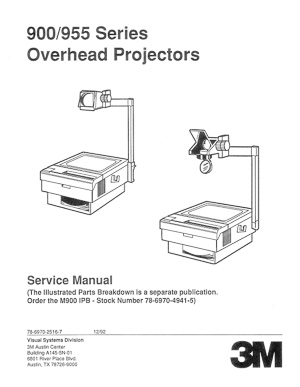 3M 900 / 955 Series Overhead Projector Service Manual