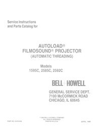 Bell & Howell 1595C, 2585C & 2592C Filmosound 16mm Service and Parts Manual