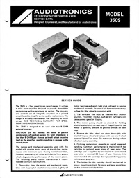 Audiotronics Record Player 350S Service Guide